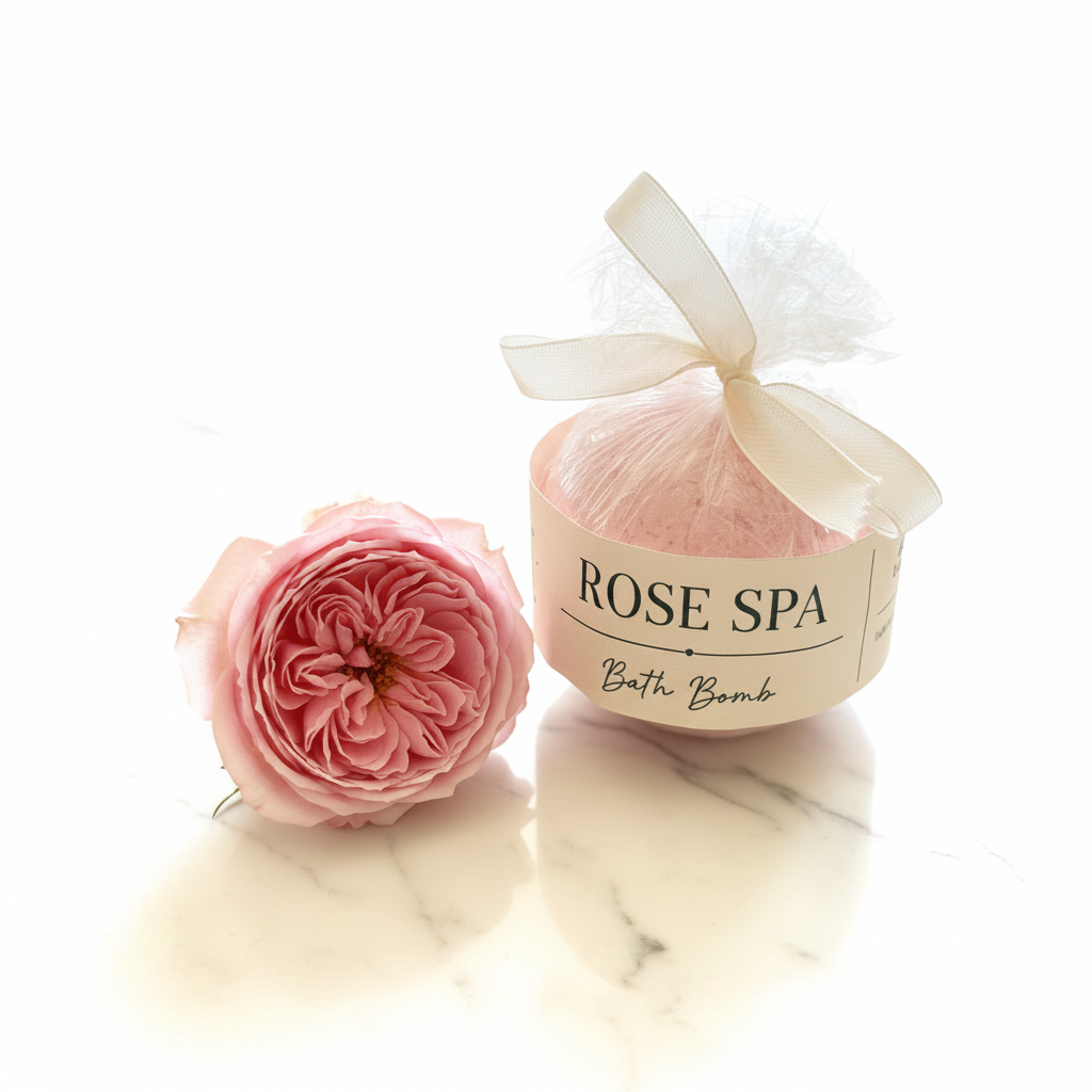 Rose Spa Bath Bomb - fundal alb